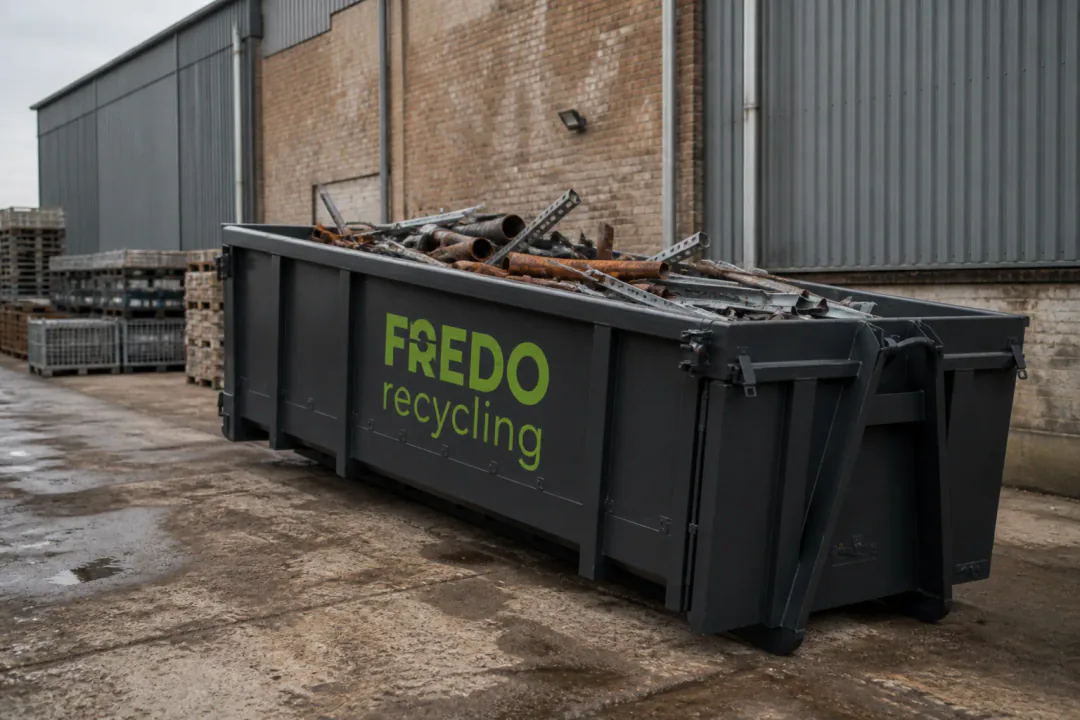 Afzetcontainer voor schroot geplaatst door Fredo Recycling